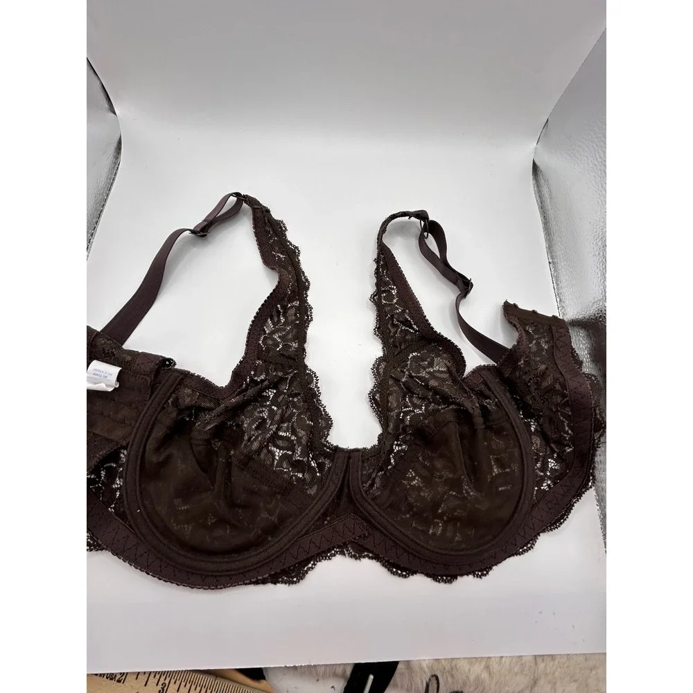 Brown Floral Lace Unlined Underwire Bra Full‎ Coverage MOB1321 34D